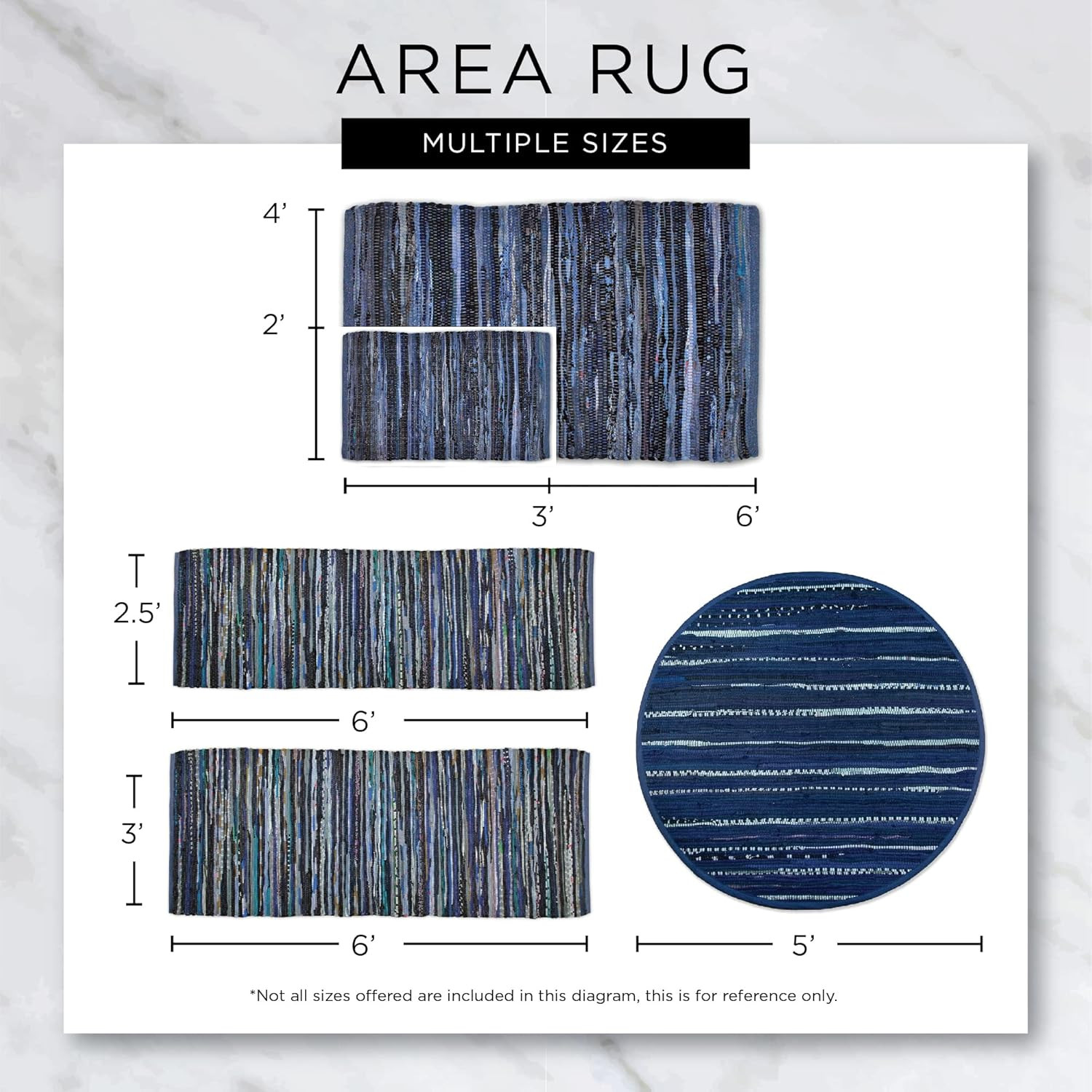 Woven Rag Rug Collection Recycled Yarn Variegated Rustic Stripe, 2X3′, Stone