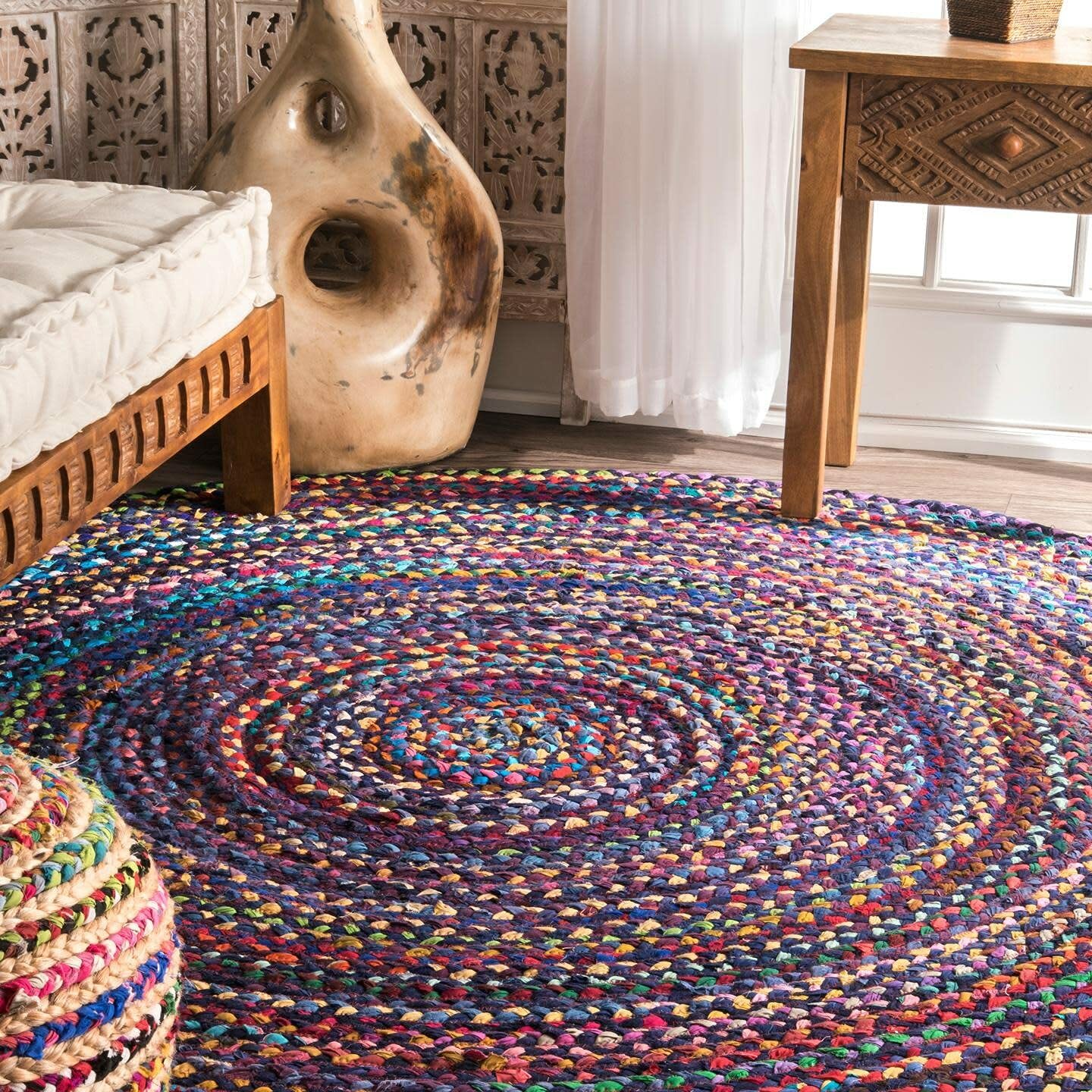 Rug 100% Natural Cotton Handmade Reversible carpet modern area Home decor rugs