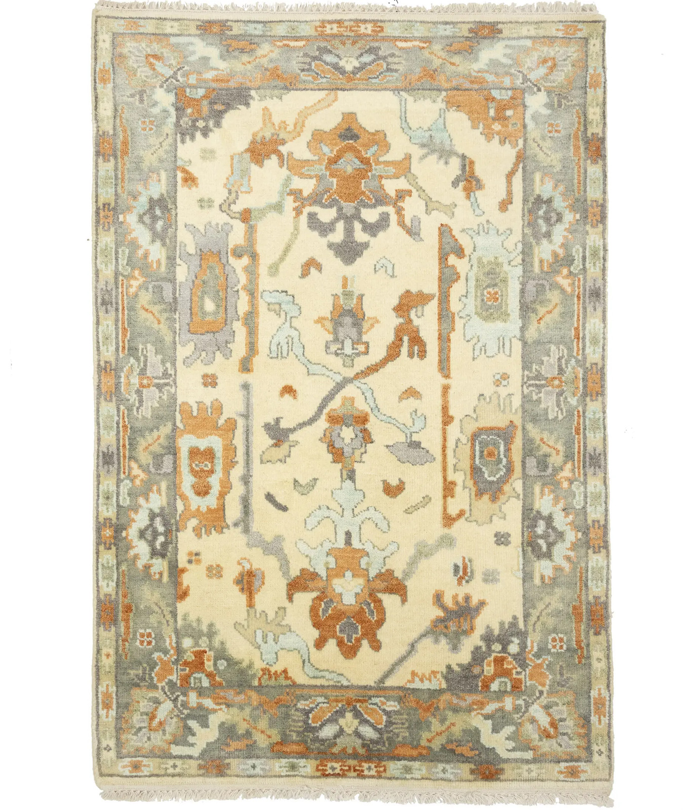Handmade Floral Design Oushak Chobi 4X6 ft Oriental Rug Bathroom Decor Carpet