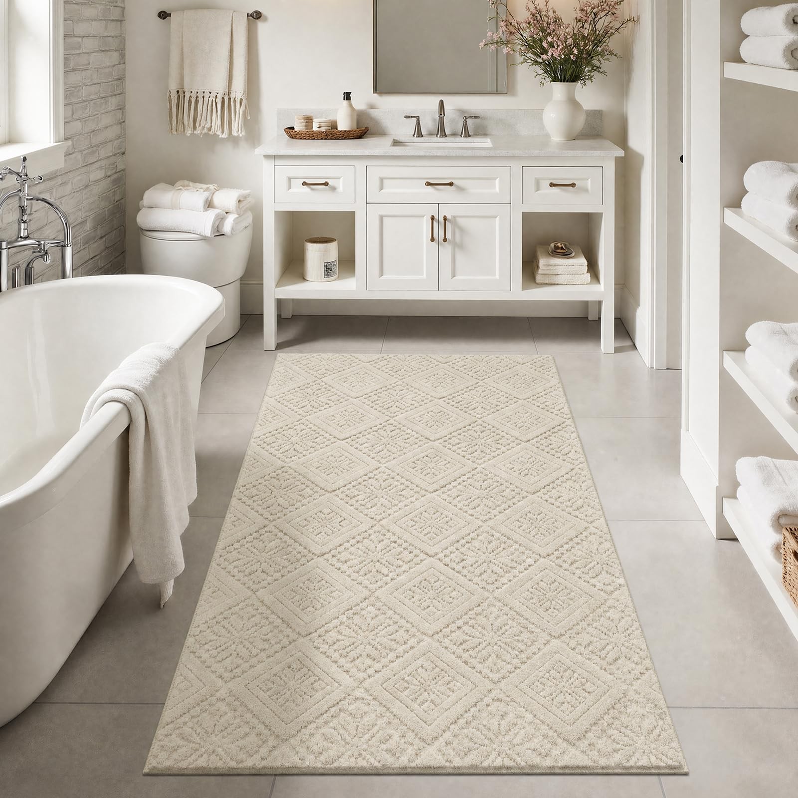 3×5 Ft Beige Washable Area Rug Living Room Floor Mat Carpet Home Decor