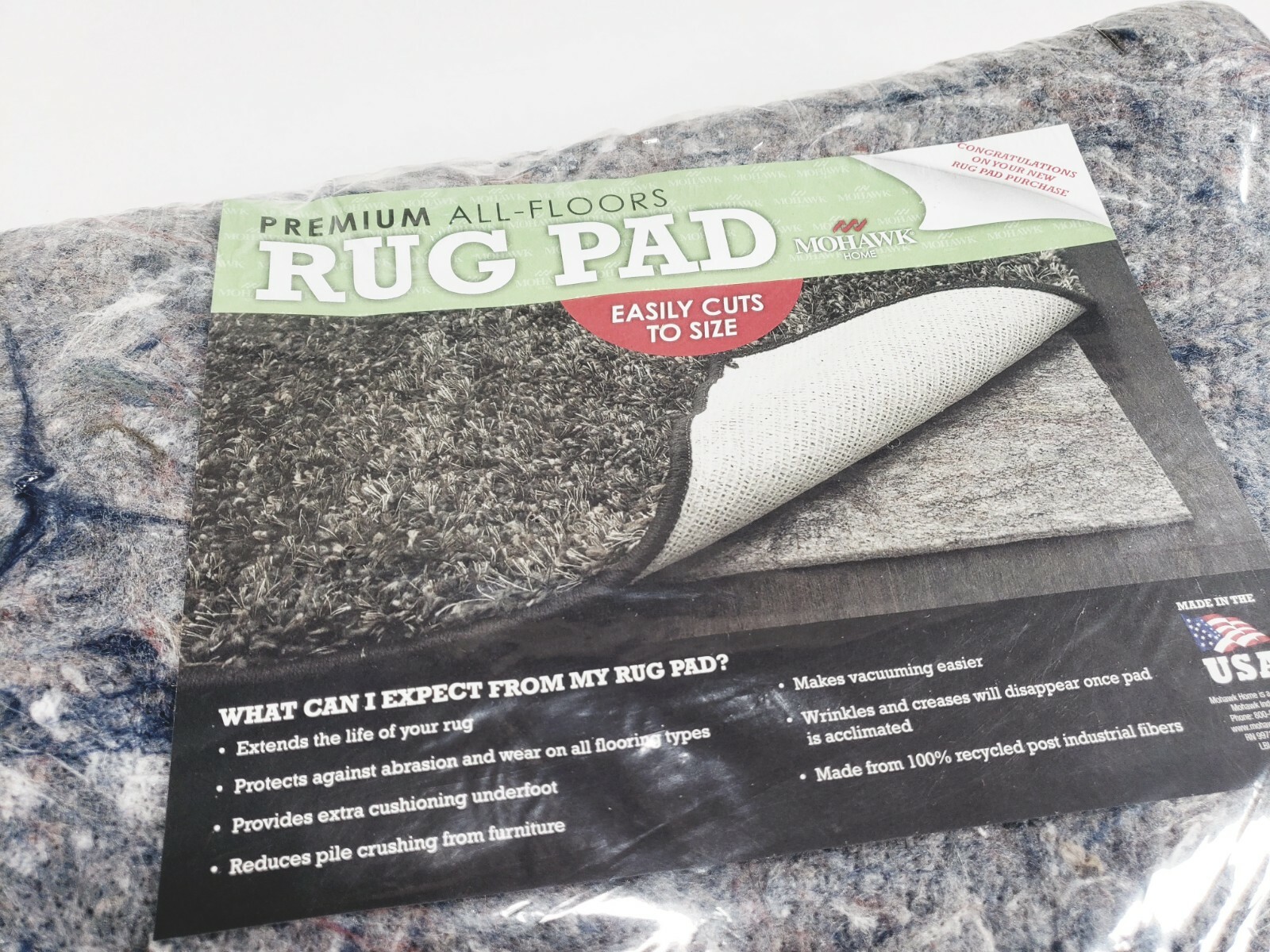 Felt Rug Pad 3/8″ Thick for Area Rug on Hardwood Floors 6′ X 47″ 32 oz Pad