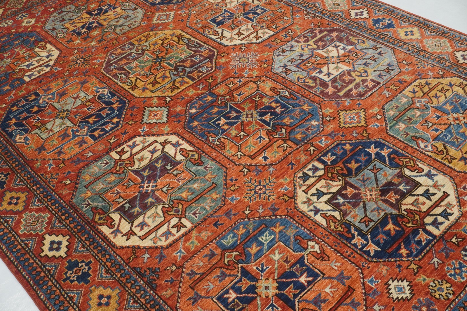 6×9 ft Red Ersari Afghan Hand Knotted Wool Tribal Area Rug