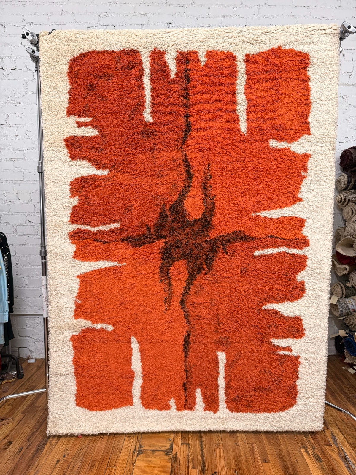 70s Hojer Eksport Wilton Joker UNUSED Danish Rya Rug Mid Century Modern Wool