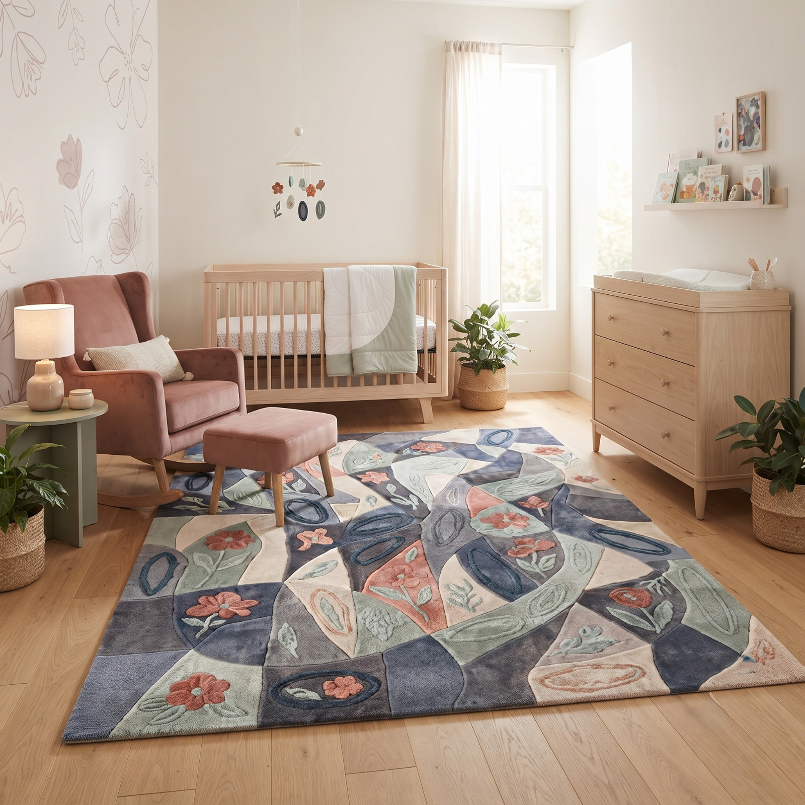 9×12 Hand Tufted Wool Area Rug Floral Modern Design Multicolor