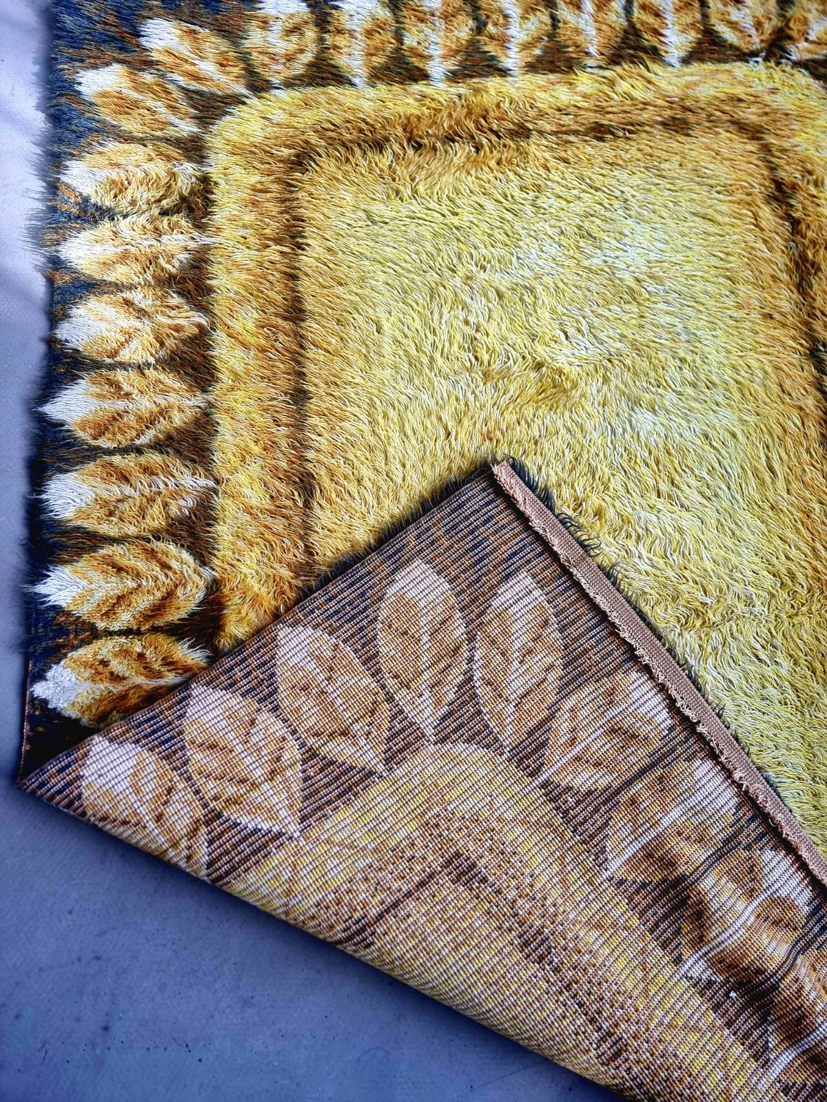 Large Rya Rug 60s Desdo Ege Hojer Sunburst Danish Mid Century Carpet