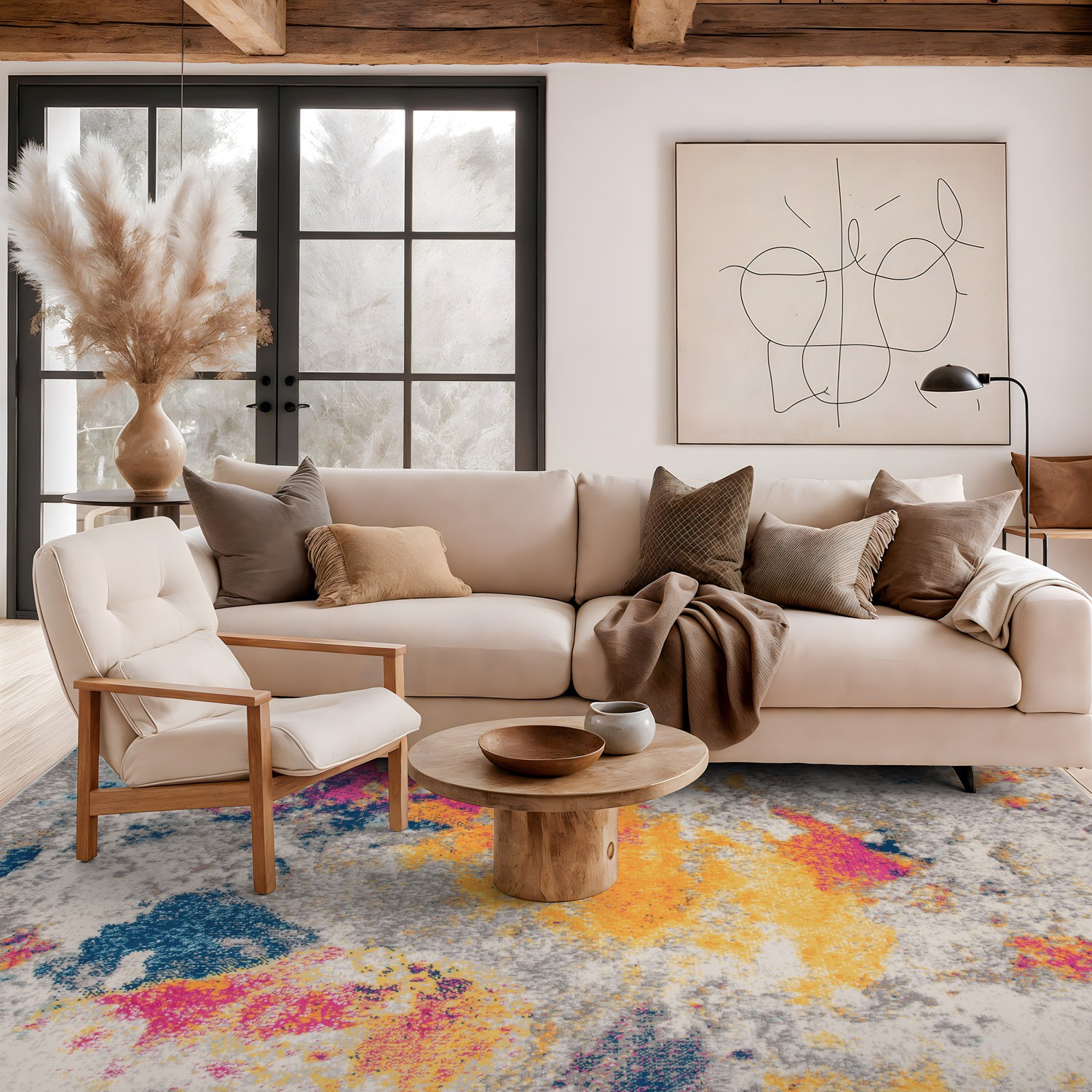 Rugshop Area Rugs Abstract Contemporary Multi Coloured Rug Living Room Rugs 5×7
