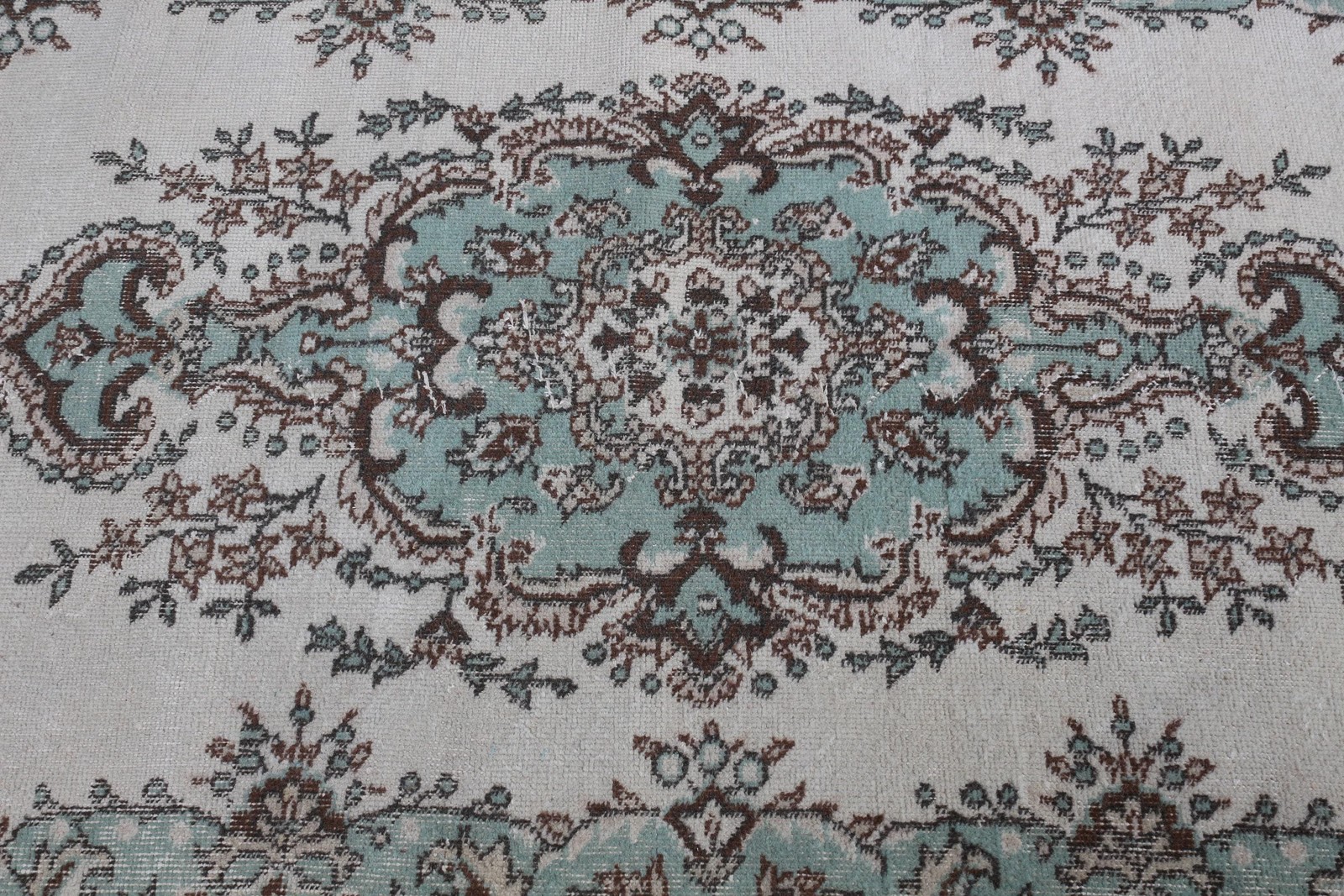 3,9×6,8 ft Vintage Turkish Rug, Area Rug, Blue Brown Southwestern Wool Rug