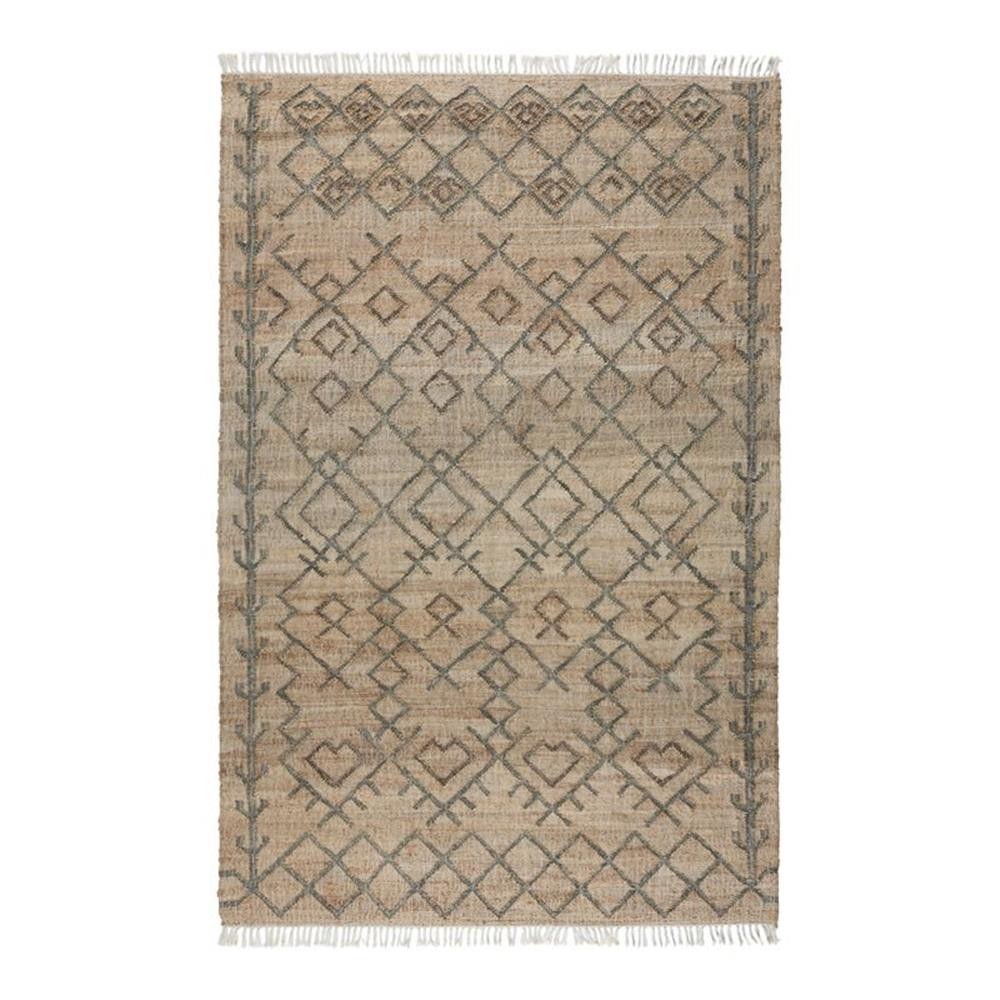 Pemberly Row 24×36″ Jute and Cotton Accona Rug in Natural/Sage Green