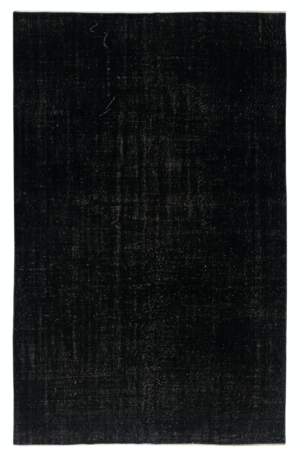 6×9.5 Ft Plain Black Overdyed Area Rug, Handknotted and Handwoven in Turkey