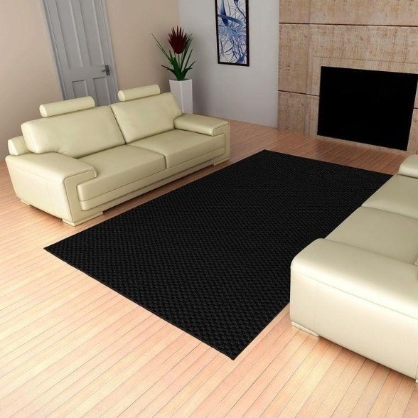Garland Rug 6×9 Black Checkered Area Rug, Low Pile Rectangular Carpet, Non-Slip