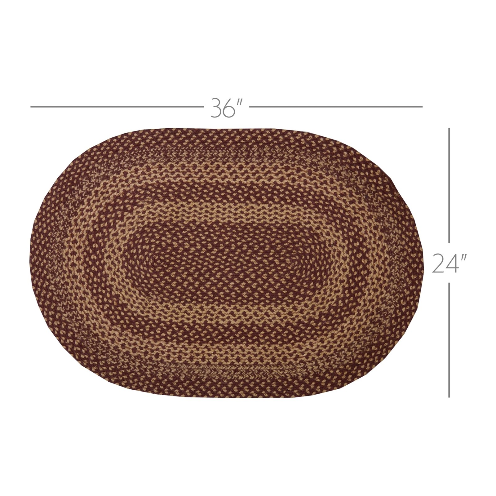 Vhc Brands Burgundy Tan Jute Rug Oval 24X36 70707