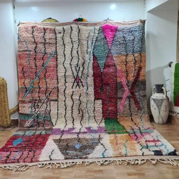 Moroccan 6.5×9.5 ft Rug Artistic Boujaad Handmade Berber Colorful wool Boho Rug