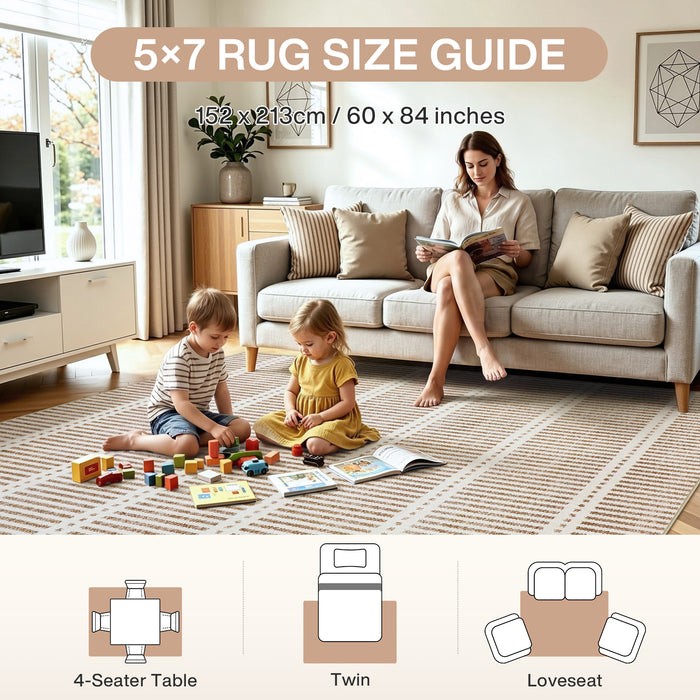 5×7 Non-Slip Area Rugs Modern Geometric Striped Carpet Living Room Bedroom Rugs