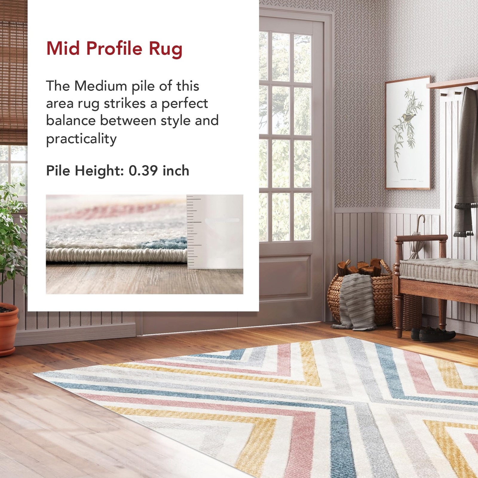Nuloom Neveah Beige/Ivory 28 X 8 Contemporary Chevron Soft And Cozy High