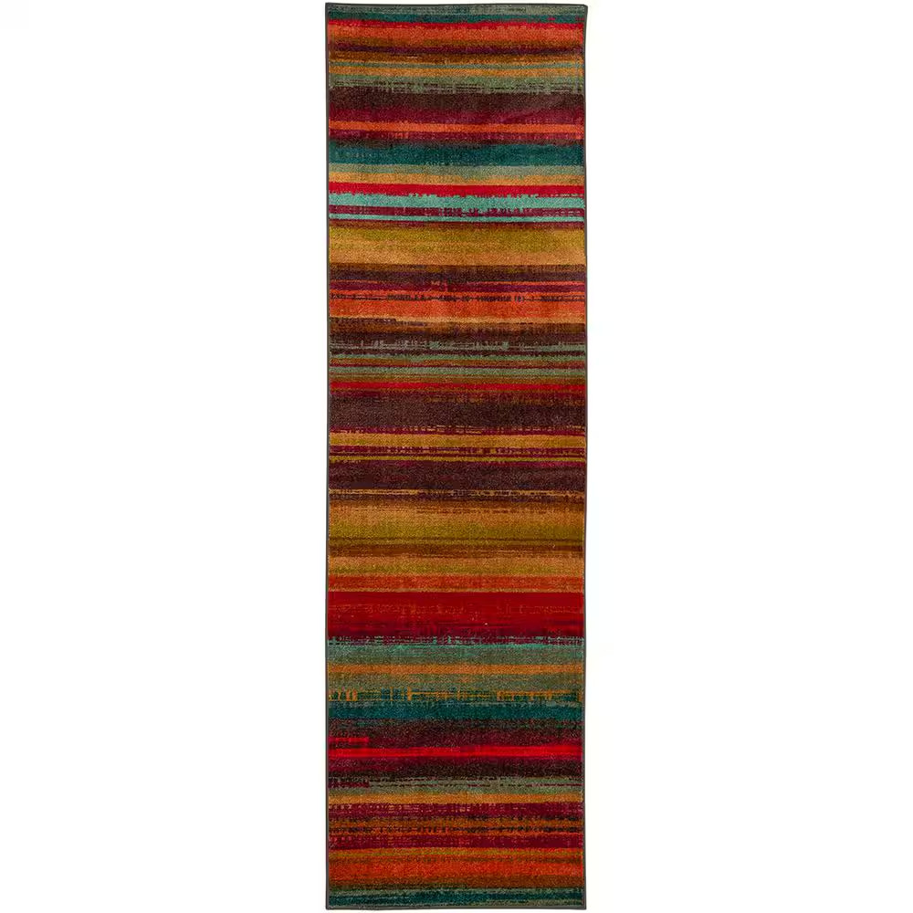Boho Stripe Multi 2 Ft. X 8 Ft. Machine Washable Striped Runner Rug