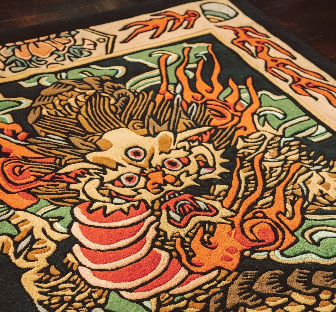 5×8 Dragon Rug Hand Tufted Dragon Tattoo Rug , Custom Wool Oriental Carpet