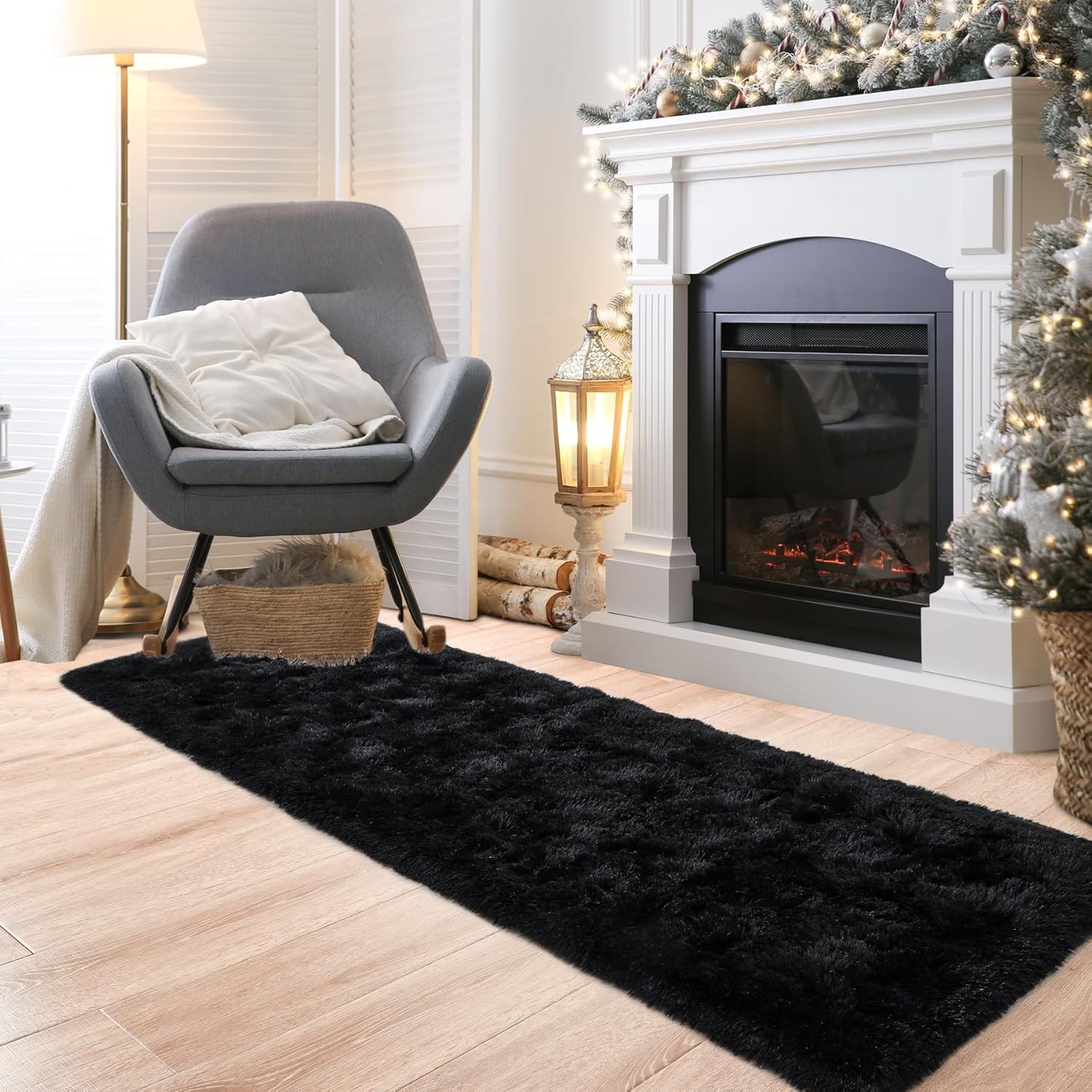 Black Runner Rug for Hallway,2’x6′ Long Area Rugs for Bedroom Living Room,Non…