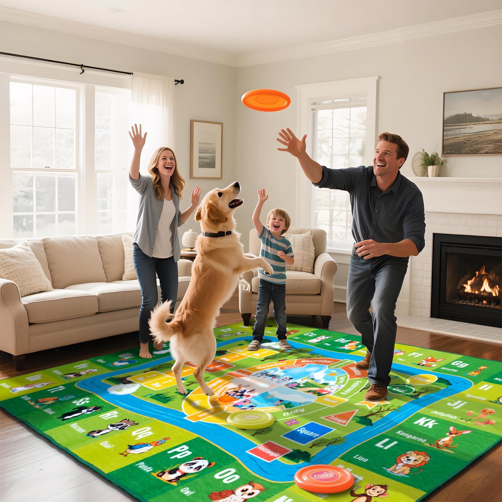 ABC Rug 8’x 10′ Educational Learning Play Mat with Alphabet Animals & Numbers