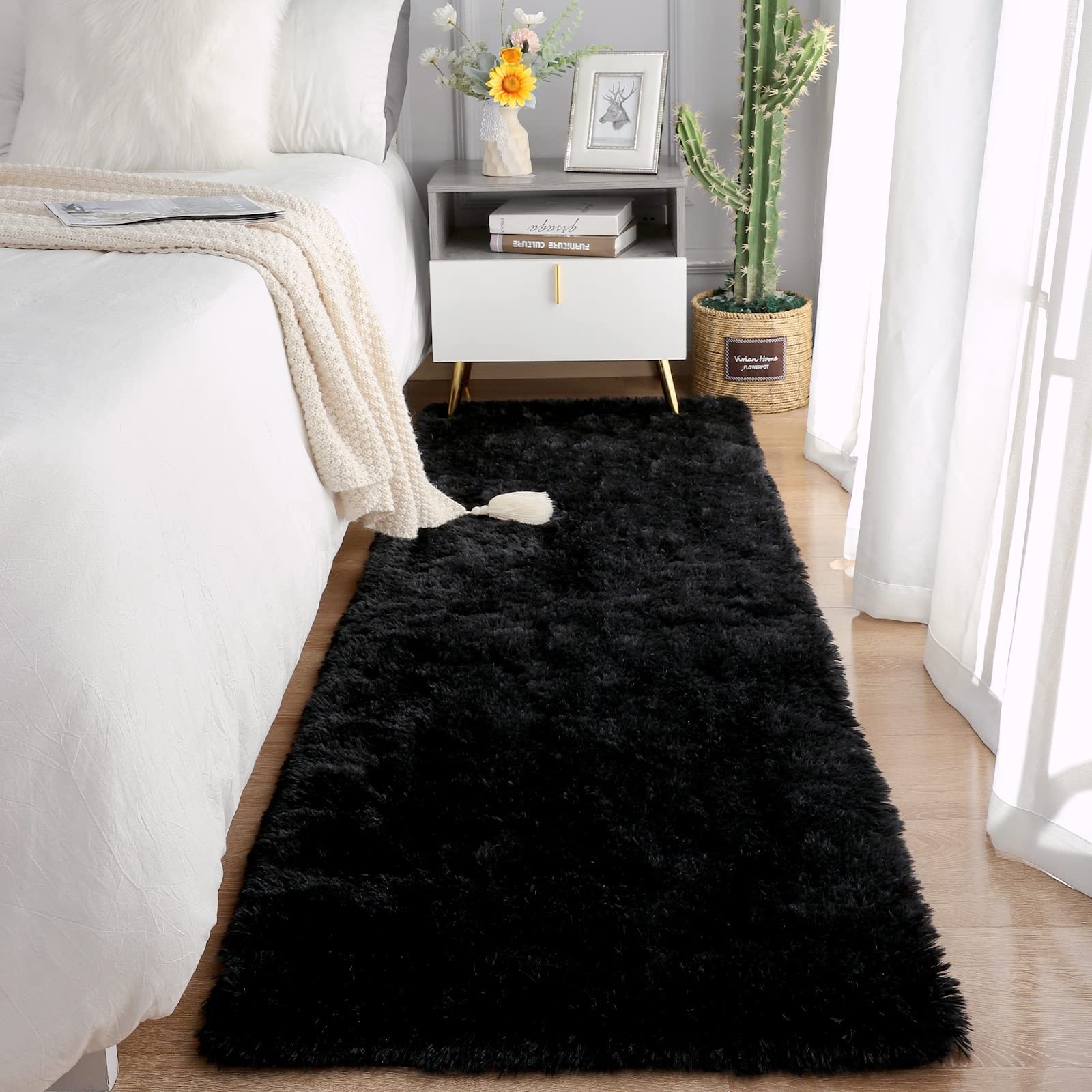 Soft Runner Rugs For Bedroom Living Room Plush Fluffy Rug 2×6 Feet Shag Furry Ar