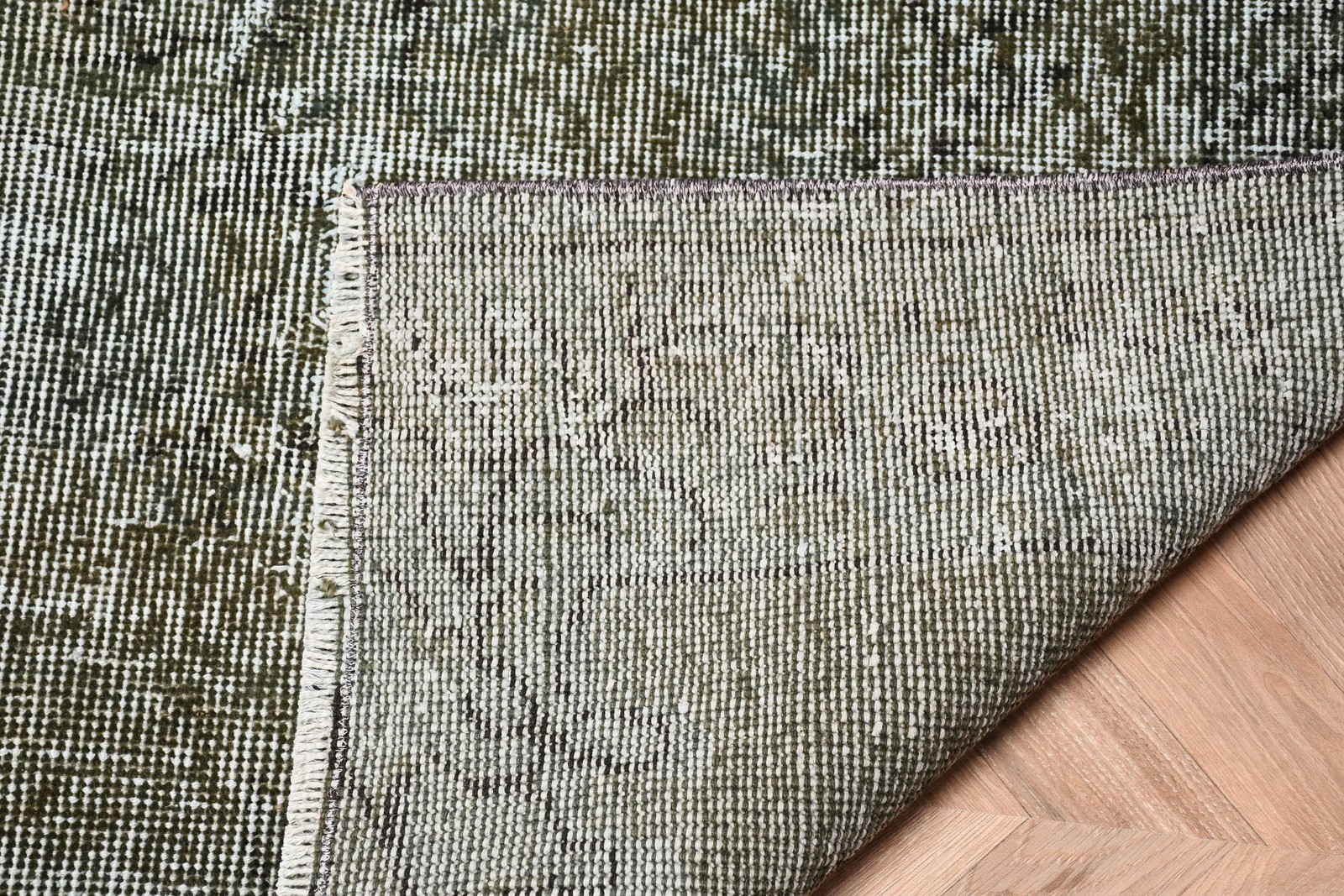 4,6×8,8 ft Turkish Rug, Vintage Large Rug, Green Gray Ikat Wool Rug