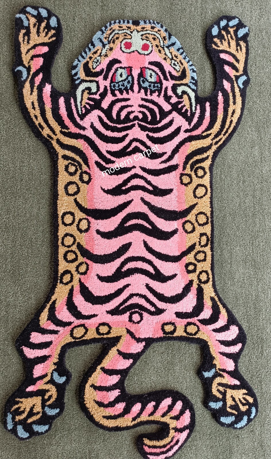 Tibetan Tiger Rugs 3×5 Feet Handmade 100% Woolen Hand Tufted For Home Decoration