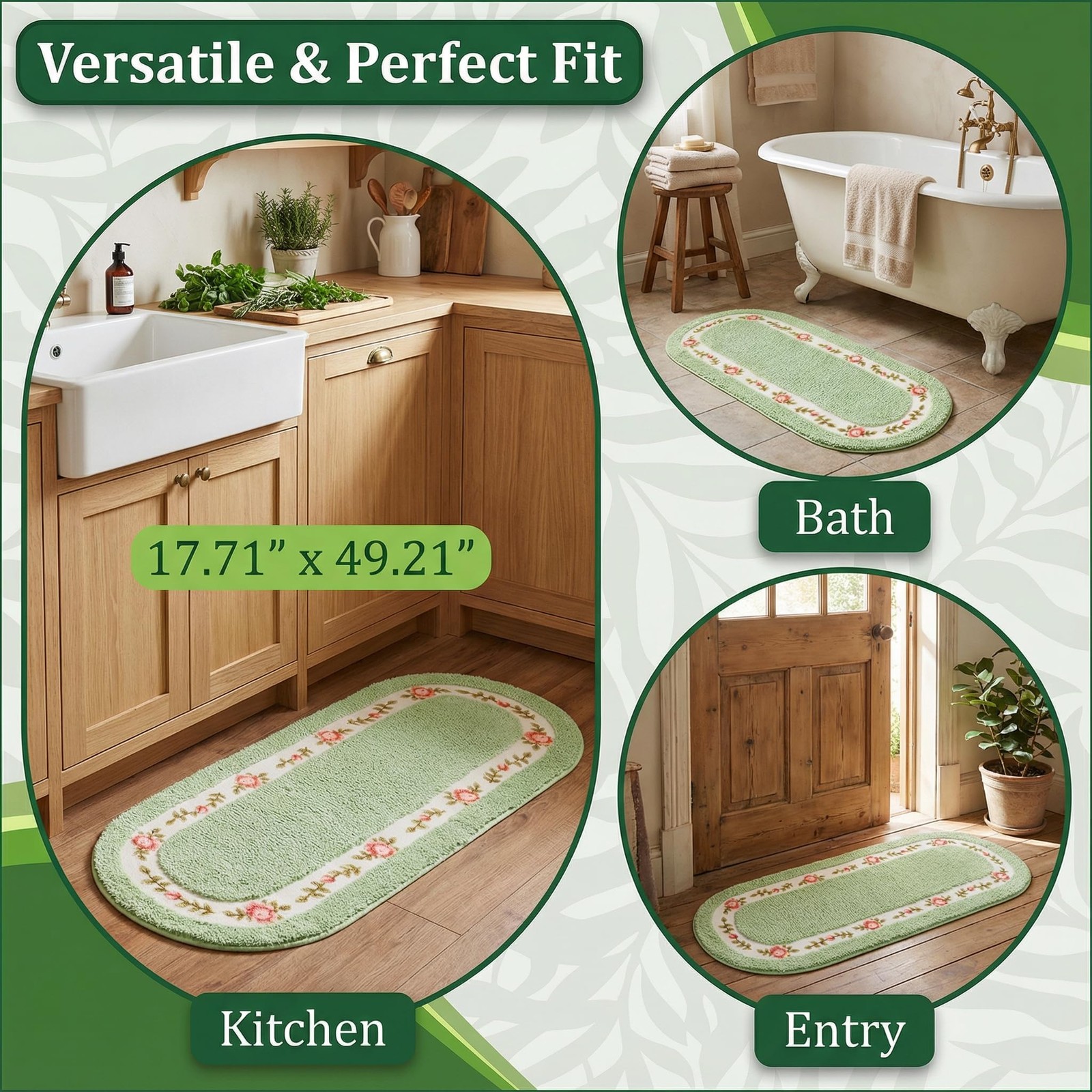 Decorative Rose Flower Area Rug,Floral Bedroom Living Room Bathroom Kitchen R…