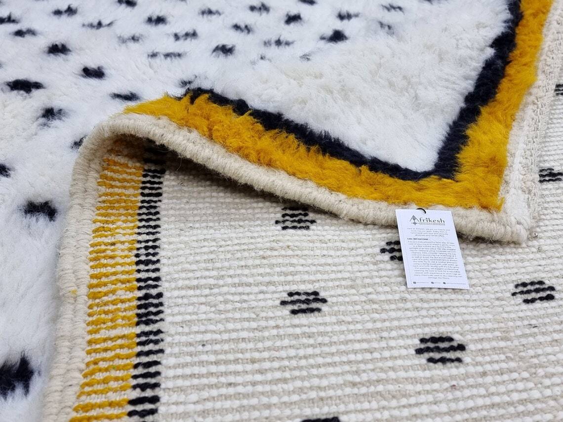 MADE TO ORDER – Moroccan Handmade Beni Ourain Rug Wool Berber Dotted Blue Rug