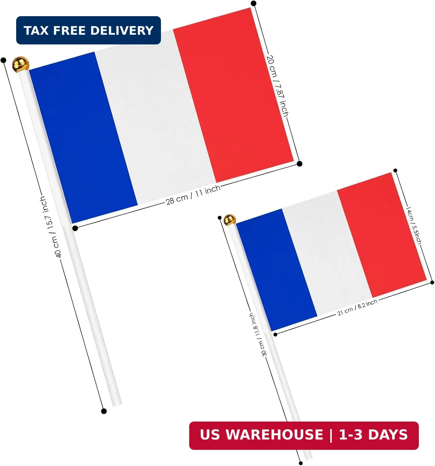 AhfuLife 15 Pcs French Hand Held Flags for World Cup Decorations 2026, 5.5 × 8.2