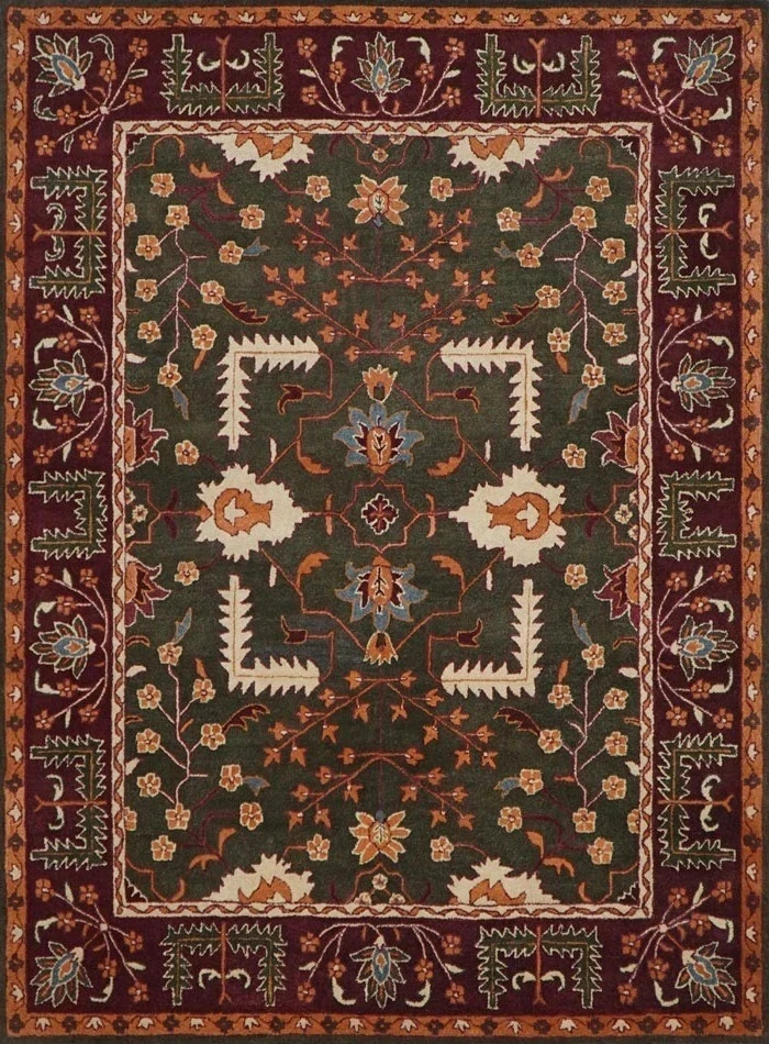 New Design 100% Wool Rug| Hand Tufted Pottery Barn Farley Dark Green Area Rug