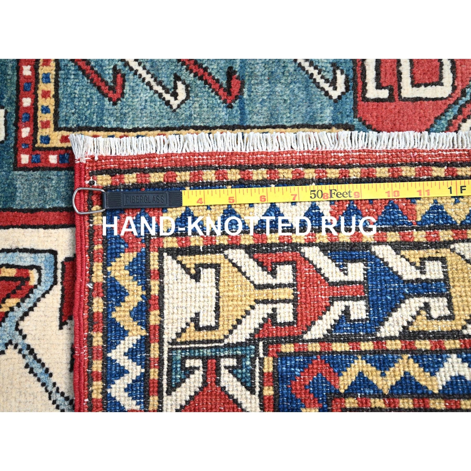 5’x6’6″ Pepperoni Red Wool Antiqued Caucasian Swan Kazak Hand Knotted Rug R86809