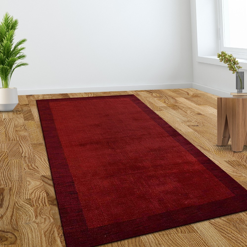 Eco-Friendly Hand Knotted Loom Wool Area Rug Contemporary Red BBH Homes BBL00201