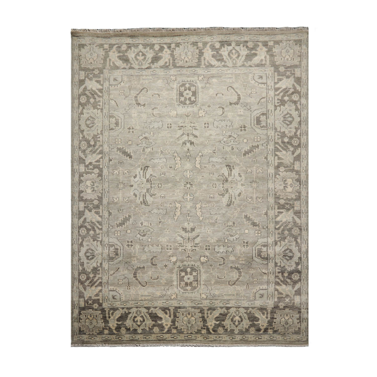 LoomBloom Multi size Muted Turkish Oushak Hand Knotted 100% Wool Area Rug Gray
