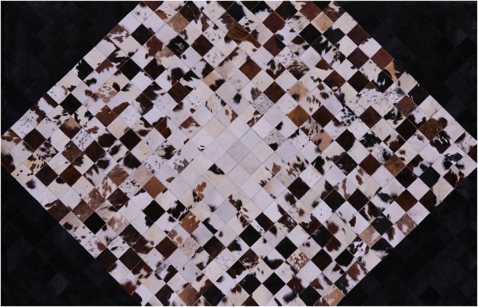 6′ 0″ X 9′ 0″ Brown & White & Black Natural Cowhide Hand Stitched Rug – C5736