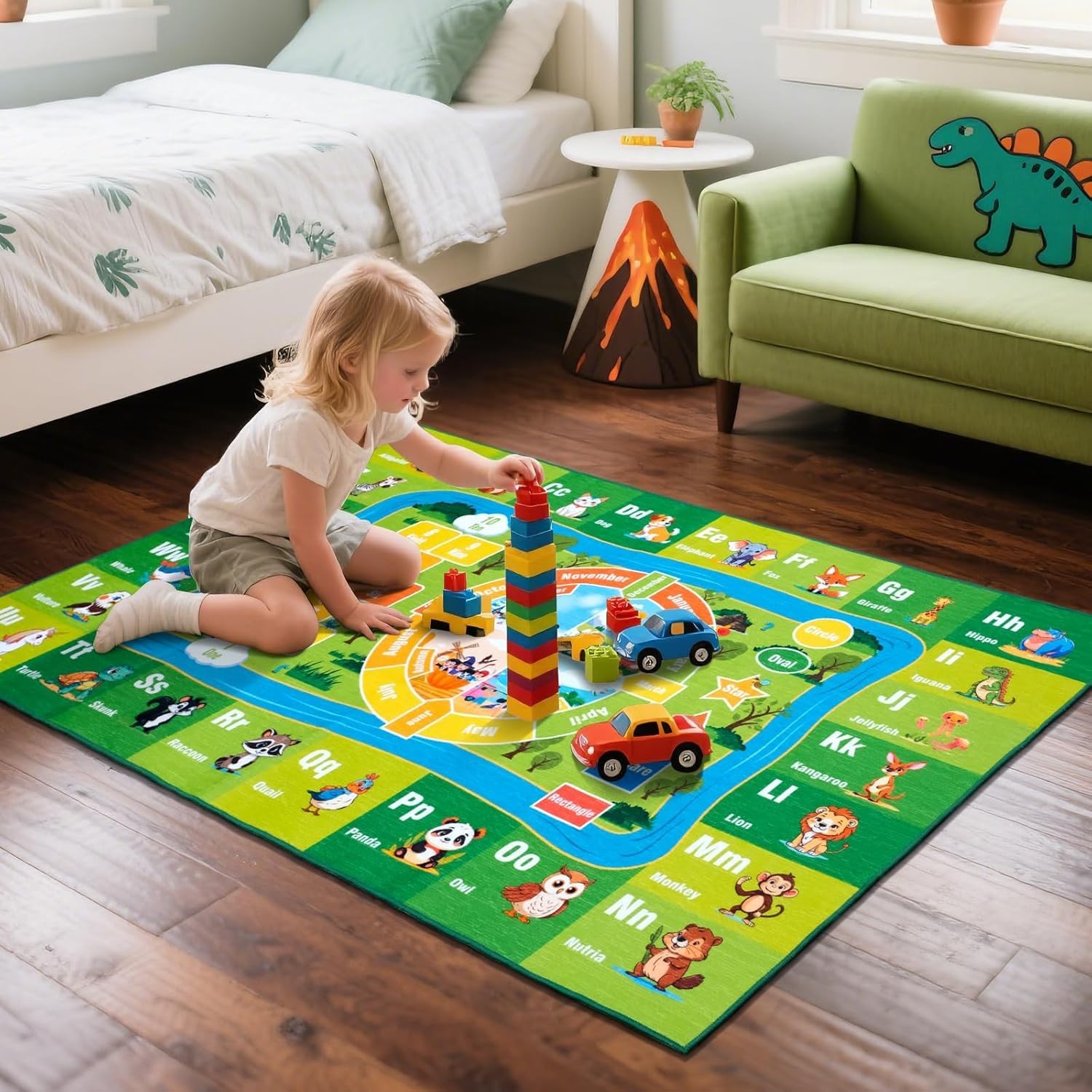 junhejiamei 3’x 5′ ABC Carpet, Kids Rug for Playroom Classroom Bedroom, Educa…