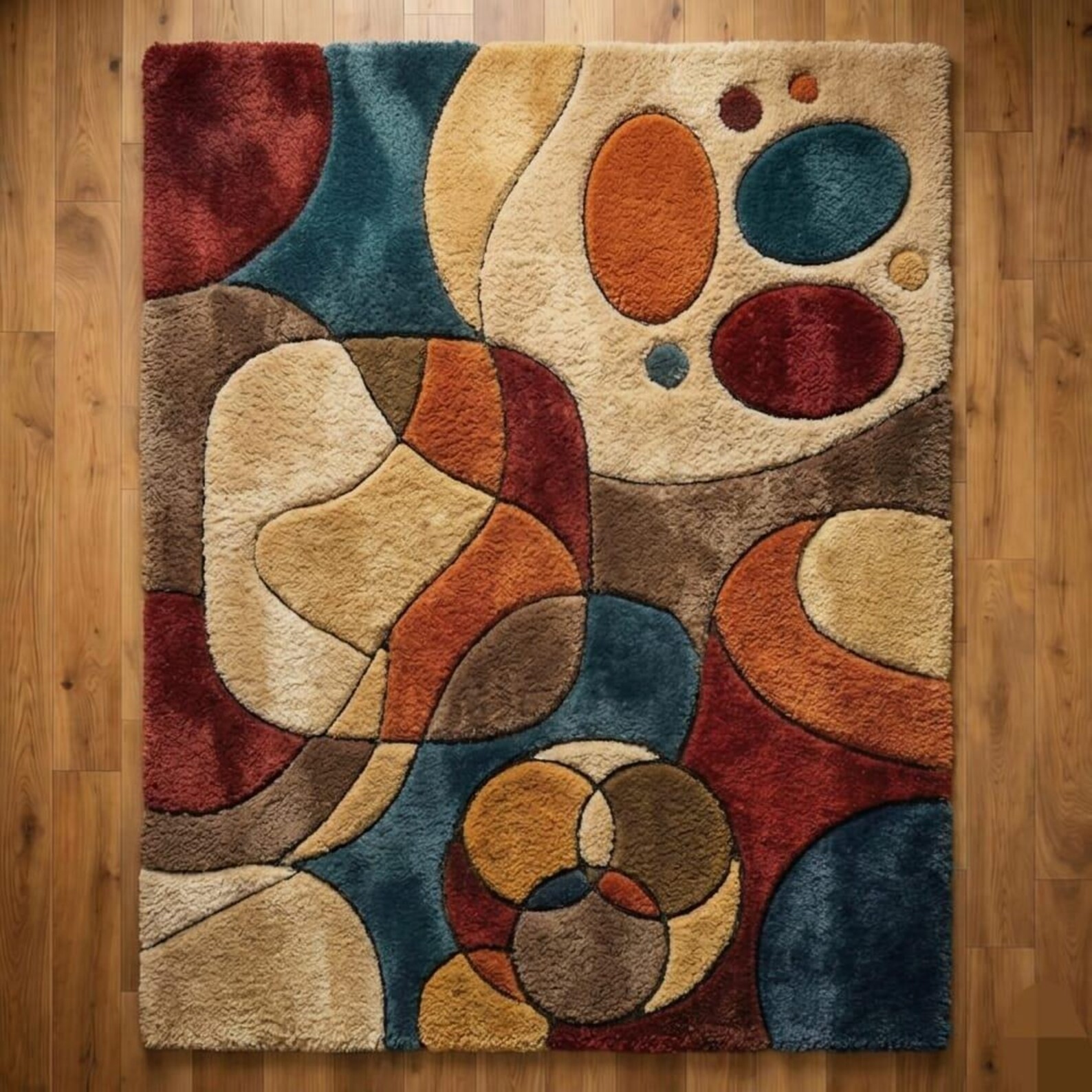 Modern Abstract Tufted Rug Colorful Geometric Area Rug Handmade Plush Carpet Rug