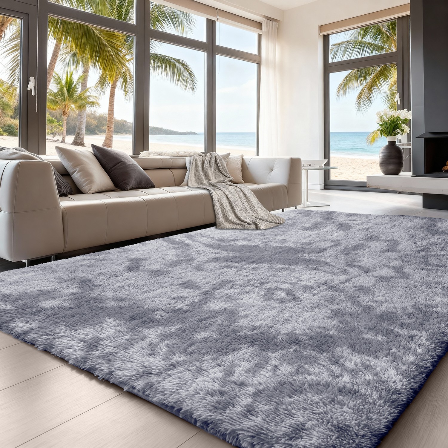 Anti Slip Shaggy Fluffy Area Rugs Soft Faux Fur Rugs Mat for Bedroom Living Room