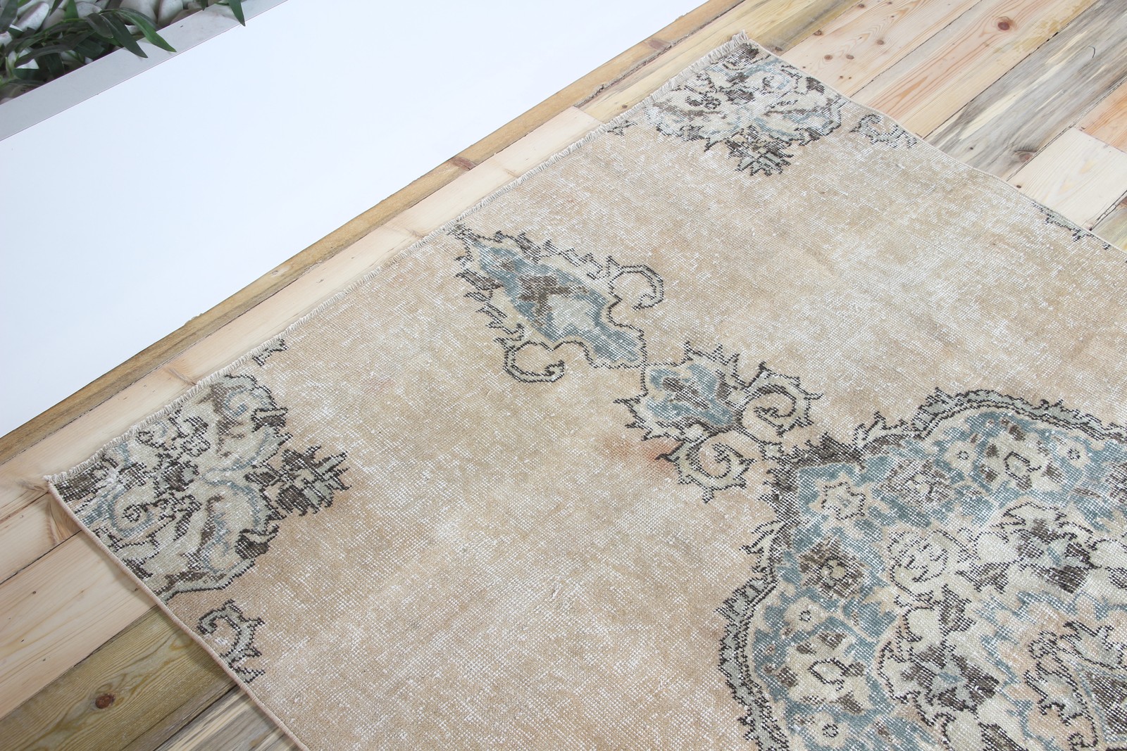 Turkish 4,3×7,1 ft Area Rug, Vintage Rug, Rug Brown Floral Rug