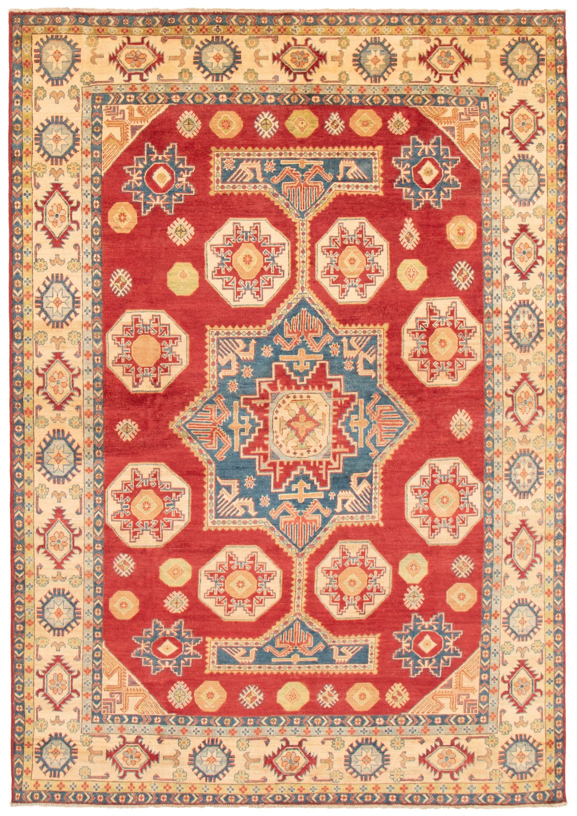 Traditional Hand-Knotted Geometric Area Rug 7’8″ x 11’1″ Oriental Wool Carpet