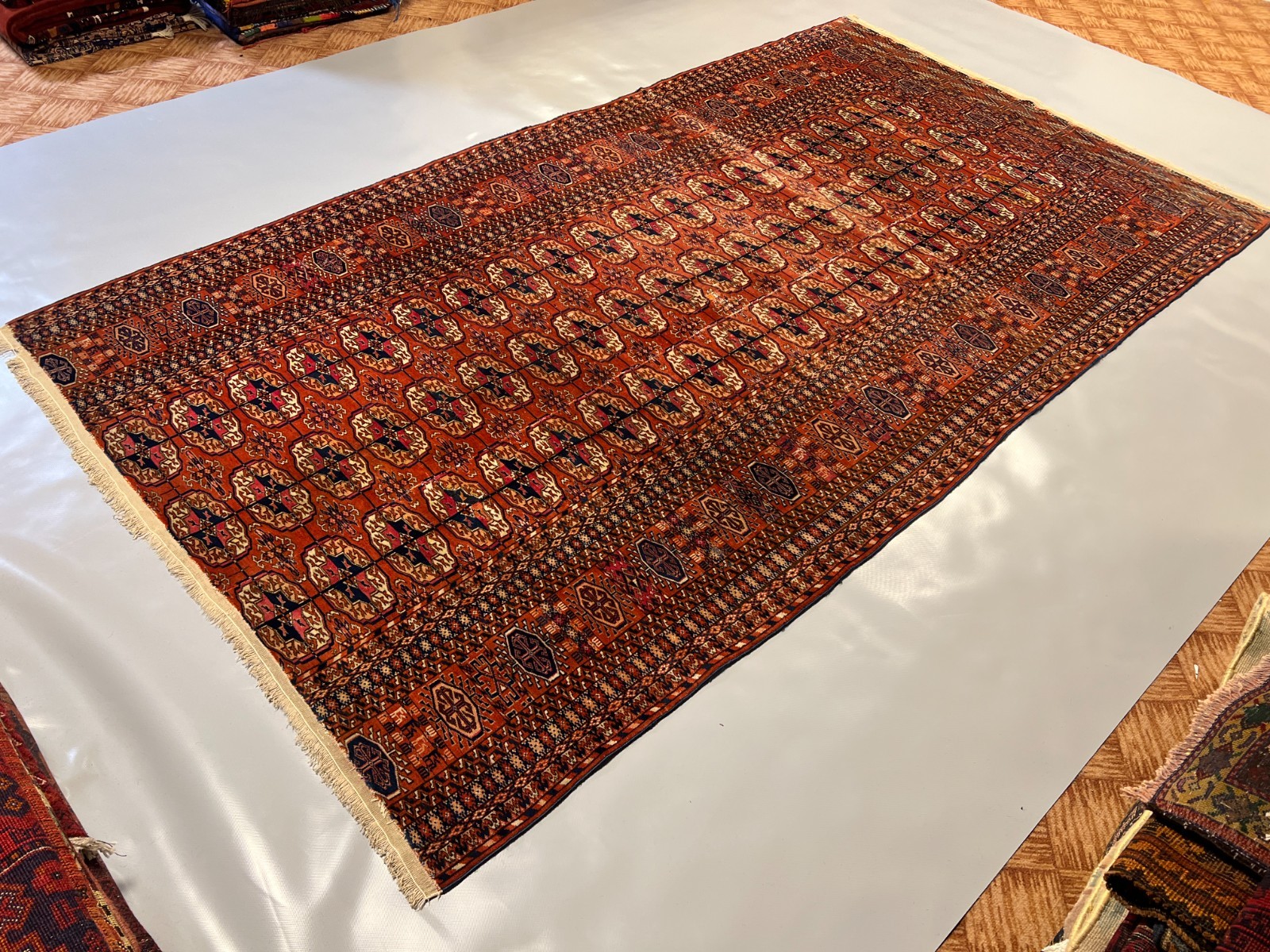 5’9 x 10’3 Ft Elegant Afghan Turkmen Bokhara Runner Rug Rust Red Elephant Foot