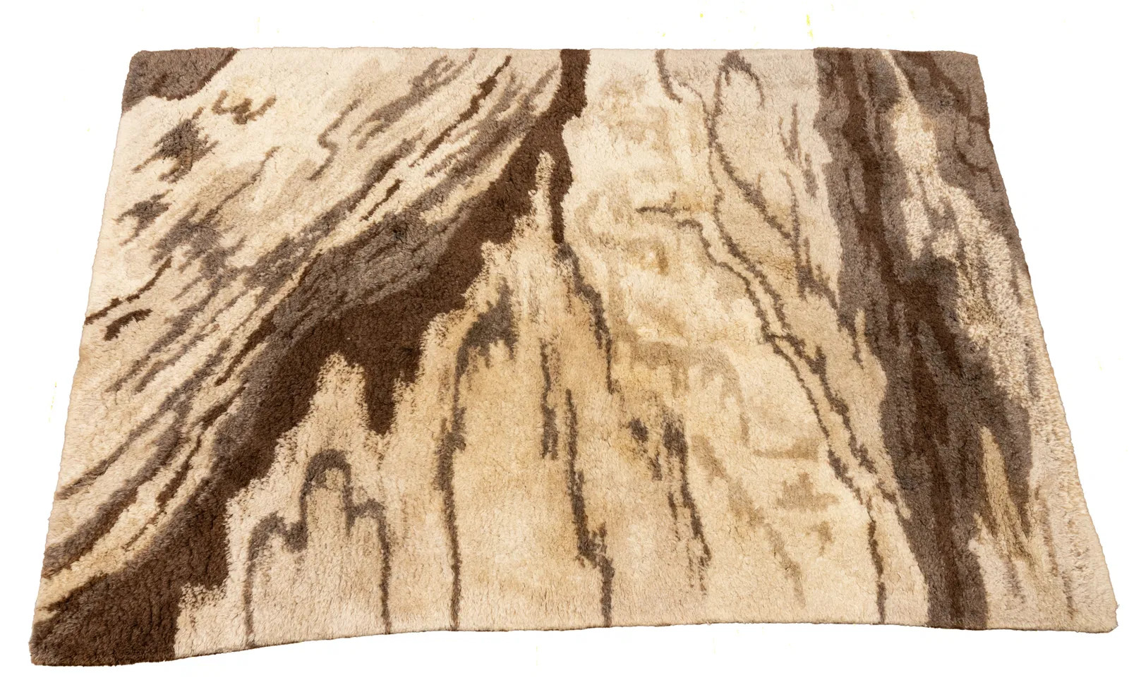 Vintage 1975 Edward Fields Custom Made Brown Abstract Wool Rug 5.5 x 8