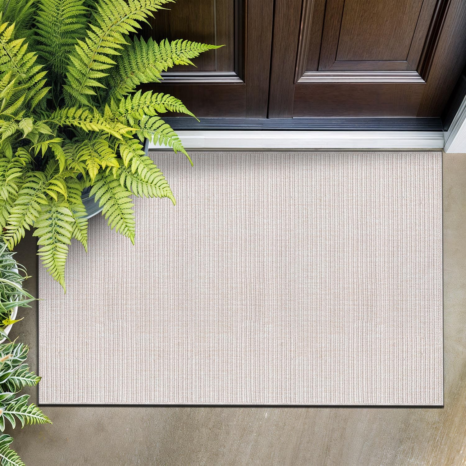 Easy Jute Off White Entry Rug 2×3 Solid Washable Durable Outdoor Indoor Area Rug