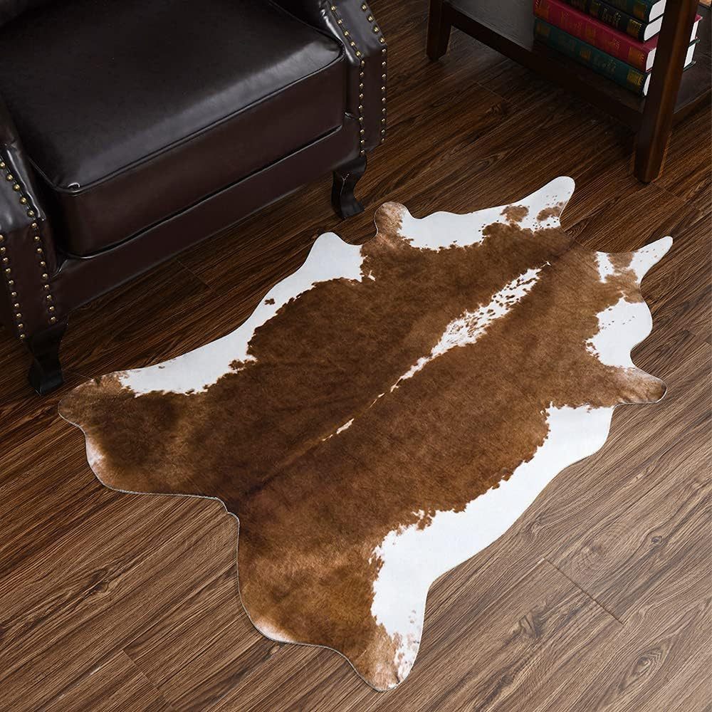 Cowhide Rug, Cute Cow Print Rug for Living Room Faux Cow Hide Animal Print Carpe