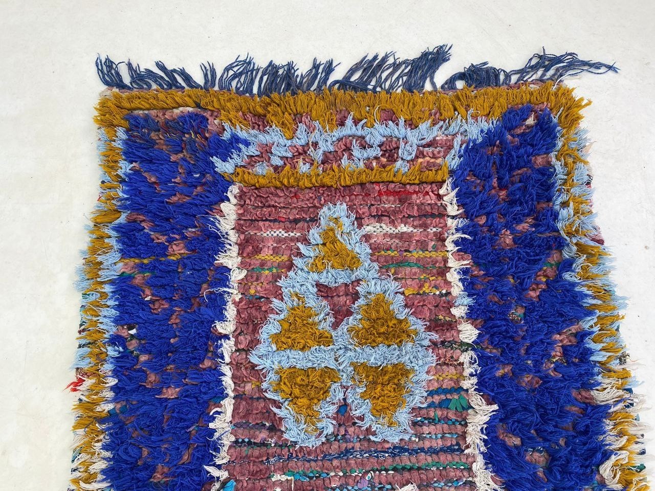 Moroccan Handmade Tribal Cotton Rug 2’7×8’7 ft Unique Berber Hallway Vintage Rug