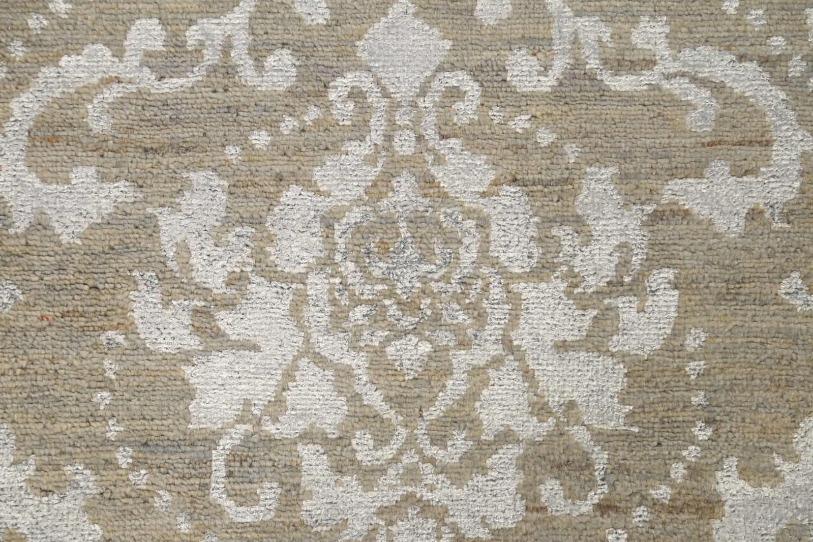 100% Vegetable Dye Abstract Rug 8×11 Ft Handmade Grey / Silver Wool & Silk Rug