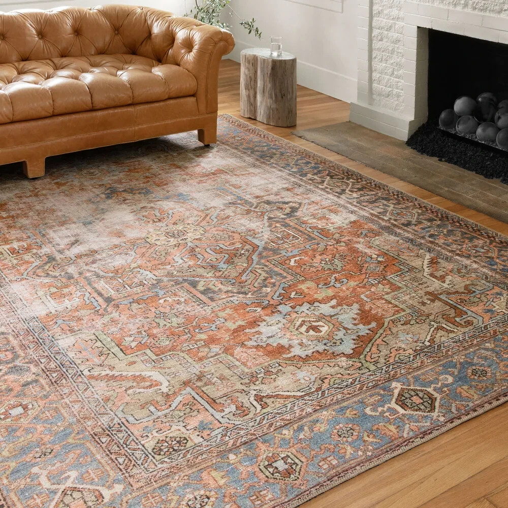 Loloi II Loren Terracotta/Sky LQ-15 Area Rug 5′ x 7’6″