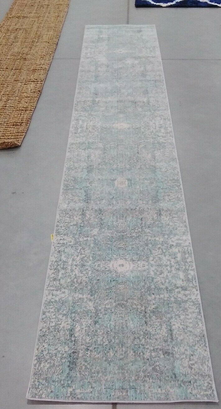 TEAL / MULTI 2′-3″ X 12′ Back Stain Rug, Reduced Price 1172708115 MYS971A-212