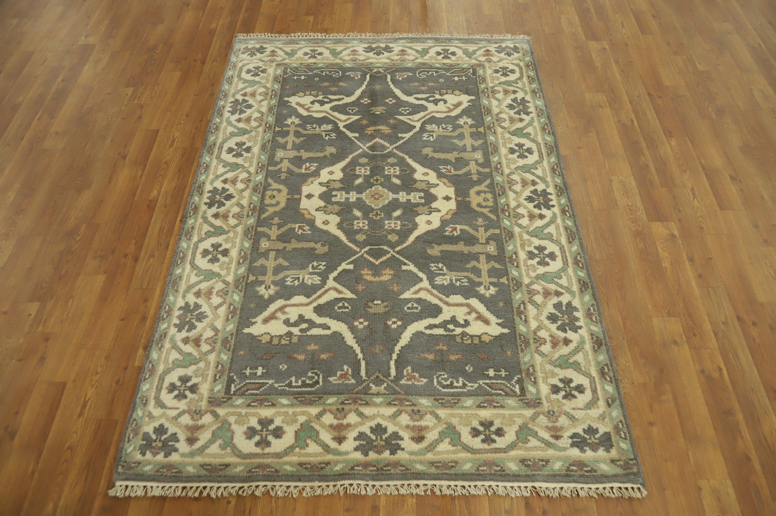 Exquisite Oushak Indian Wool Rug Handmade Bedroom 4×6 ft Gray Carpet