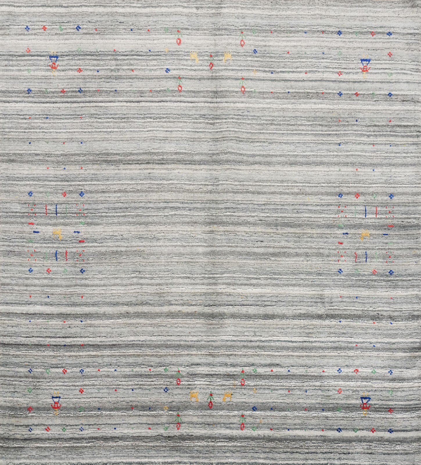 Gray Tribal Gabbeh Square Rug 5×5 Ft Handmade Modern Oriental Wool Carpet