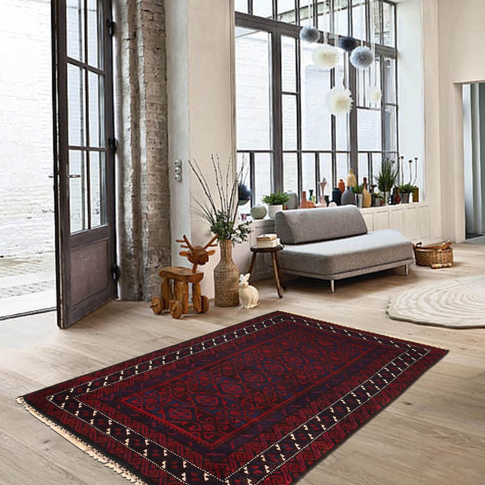 ALLRUGO Hand Knotted Afghan Oriental Woolen Crafted Tribal Rug 2’8×4’1 ft, 10230