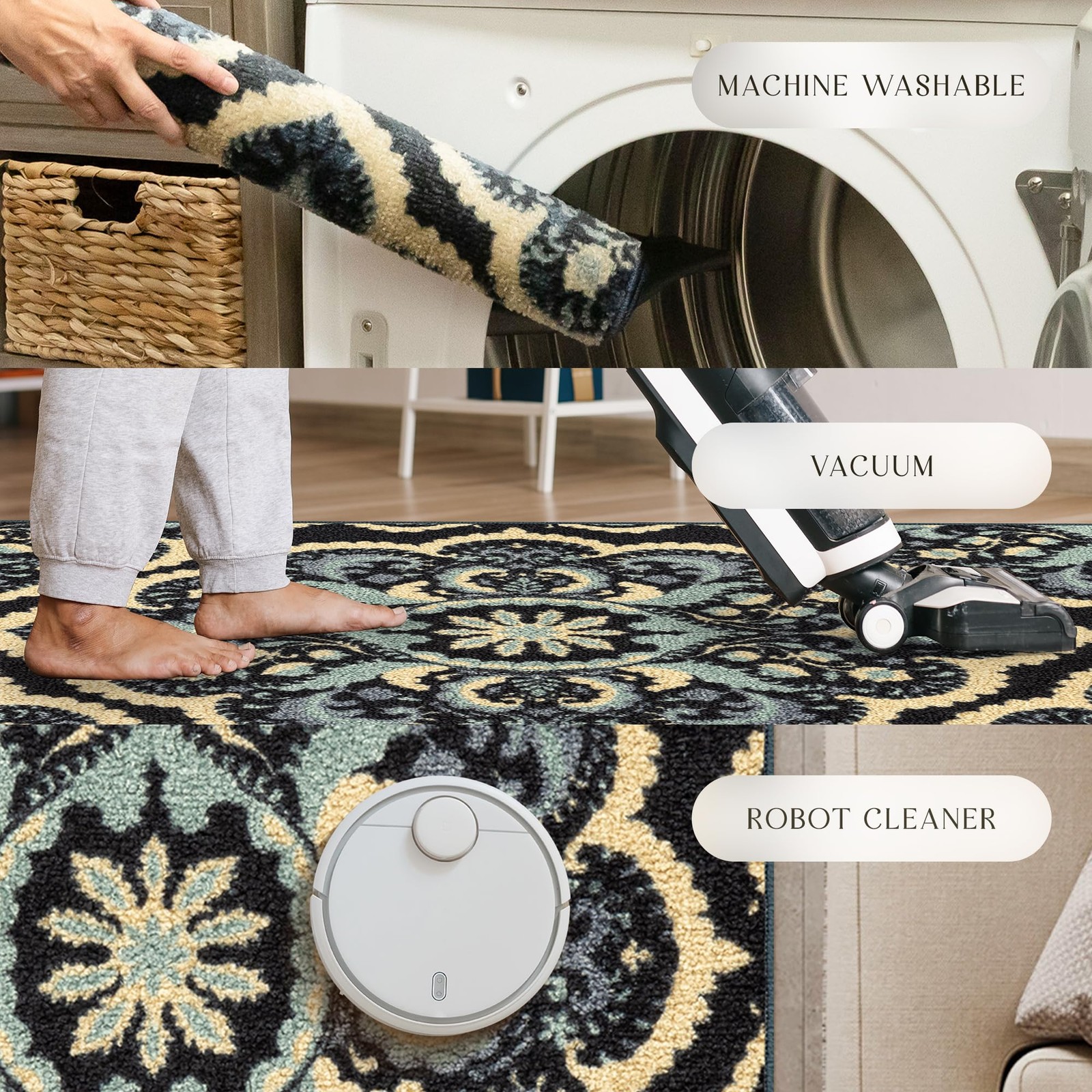 Maples Rugs Vivian Medallion Area Rug In Usa Non-Slip Indoor Carpet For Kitchen